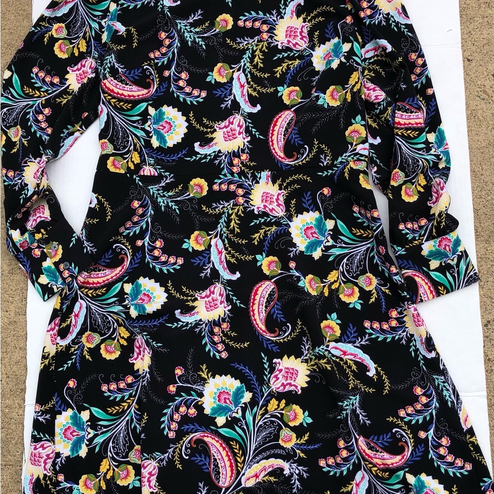 LOFT Multicolor Floral  Long Sleeve Dress 6 Petite Excellent Condition